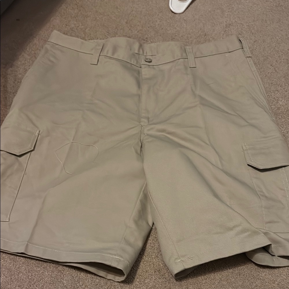 Tan Cargo Shorts with Belt Loops and Sturdy Material